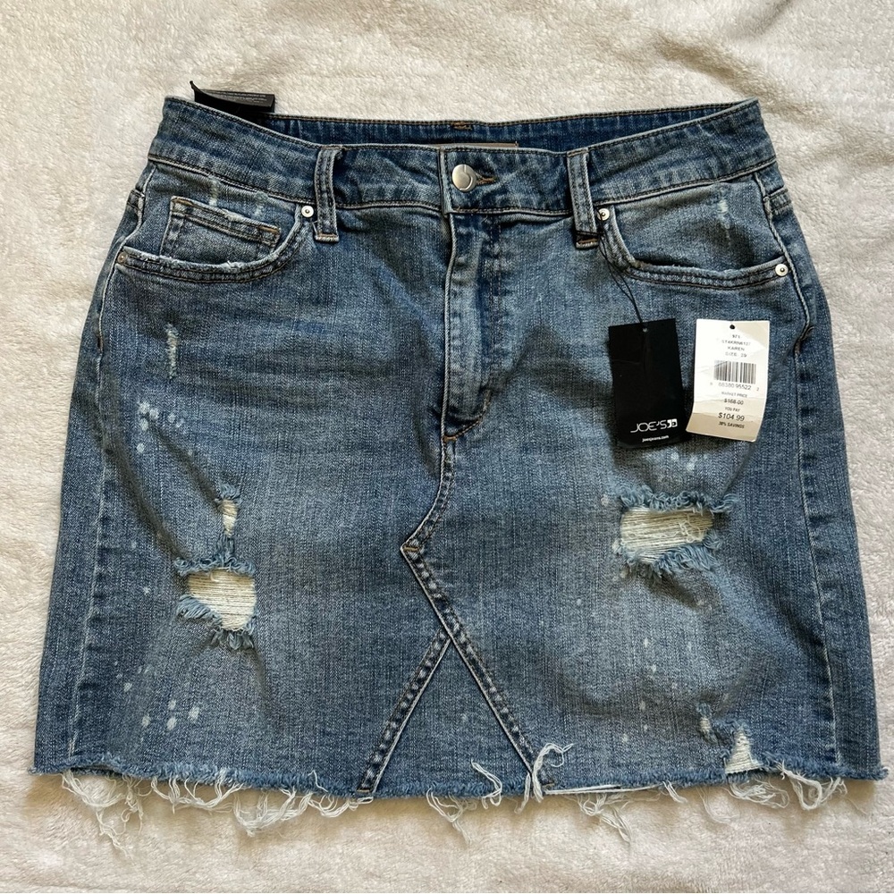 New Joe’s Jeans Karen High Rise Denim Distressed Mini Skirt Women Size 29